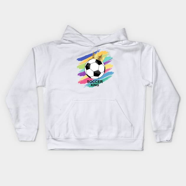 Soccer King - Soccer Ball Kids Hoodie by Designoholic